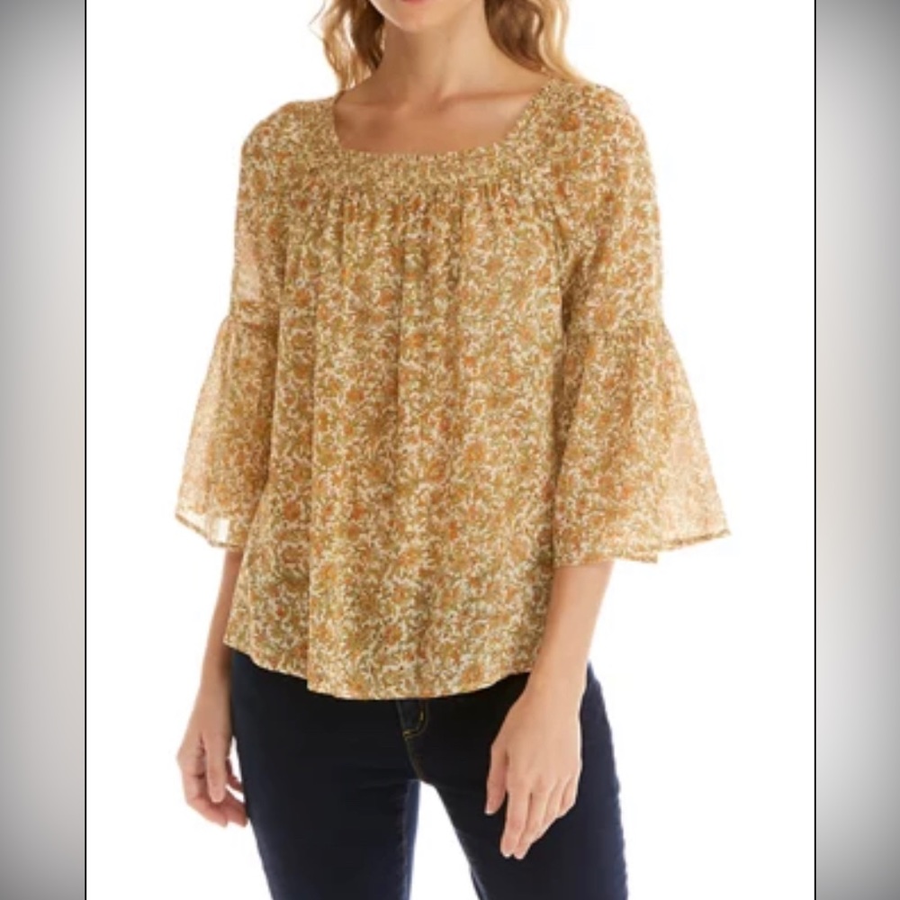 Chaps Women's 3/4 Sleeve Crinkle Blouse